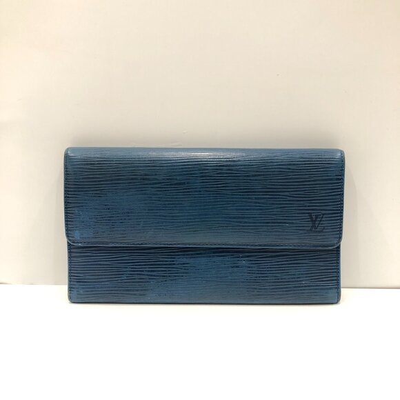 Louis Vuitton Handbags - Louis Vuitton Blue Leather Epi Wallet